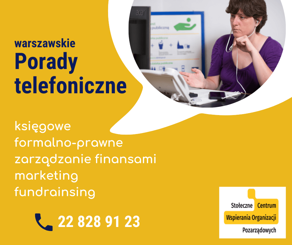 Porady telefoniczne dla organizacji działających na rzecz Warszawy